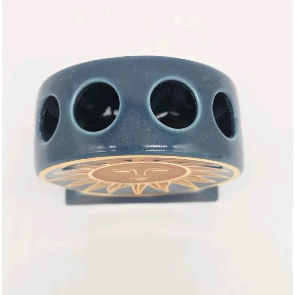 Celestial Sun Moon Stars Toothbrush Holder Springmaid Blue Gold Bathroom 90s Vtg